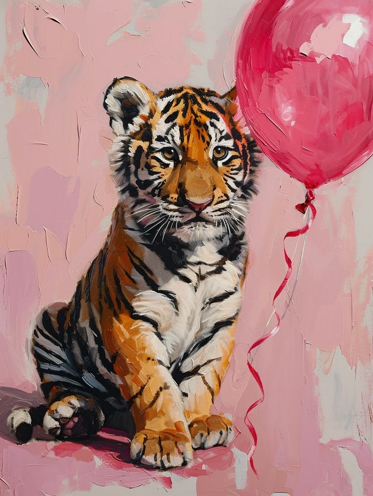 Cute Siberian Tiger 3 With Balloon