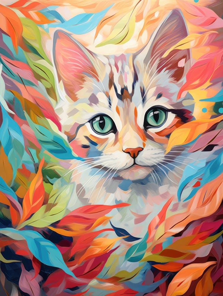 Colorful Cat Painting