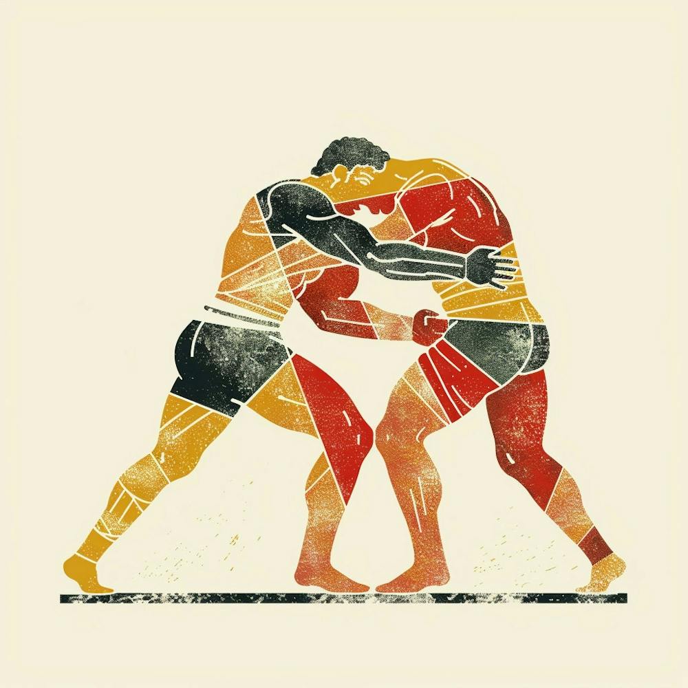 A Greco Roman Wrestling Minimal Illustration Print