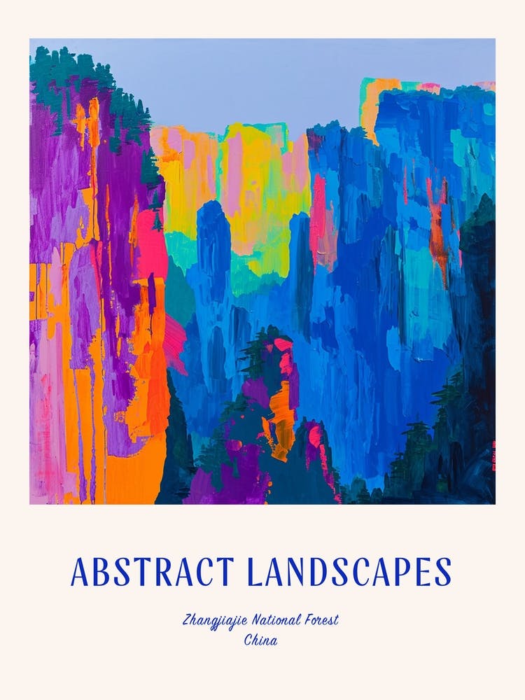 Colourful Abstract Zhangjiajie National Forest China 1 Poster Blue