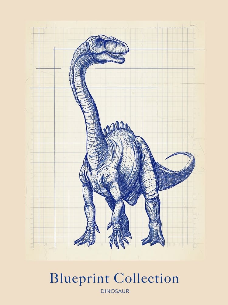 Dinosaur Blue Print Style 3 Poster