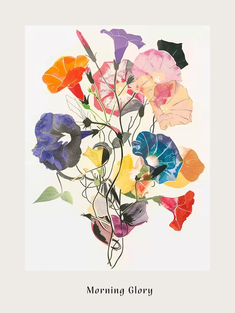 Morning Glory 1 Collage Flower Bouquet Poster