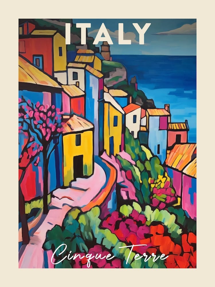 Cinque Terre Italy 2 Fauvist Painting  Travel Poster