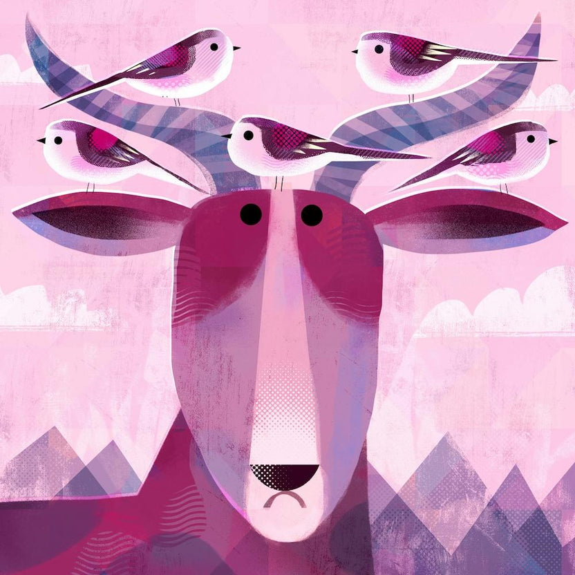 Goat With Pesky Long Tailed Tits Square