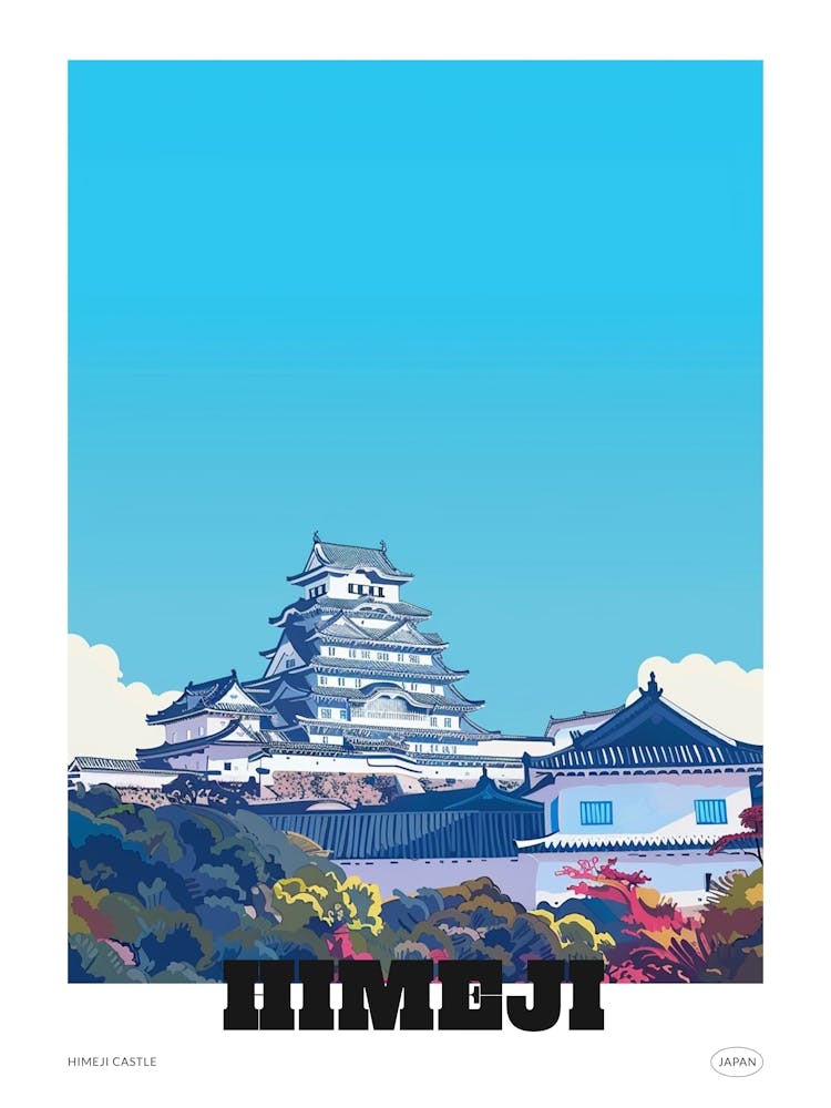Himeji Castle Japan 2 Colourful Illustration Poster