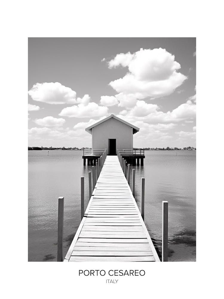 Poster Of Porto Cesareo, Italy, Black And White Photo 2