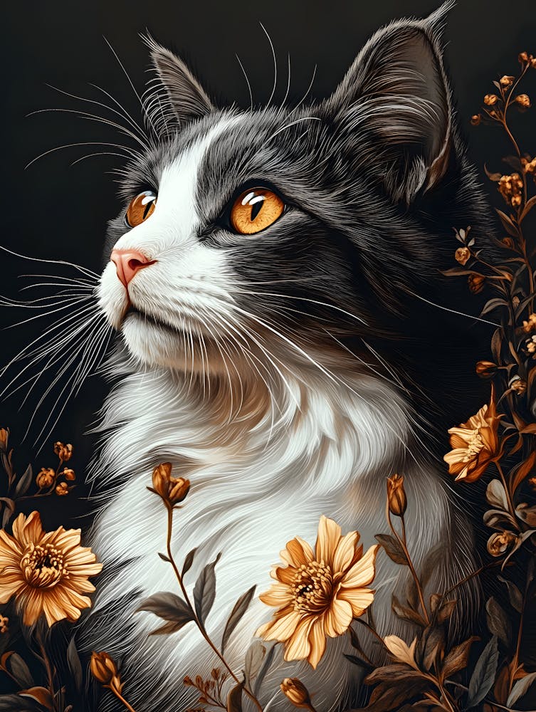 Stunning Cat And Flowers 9