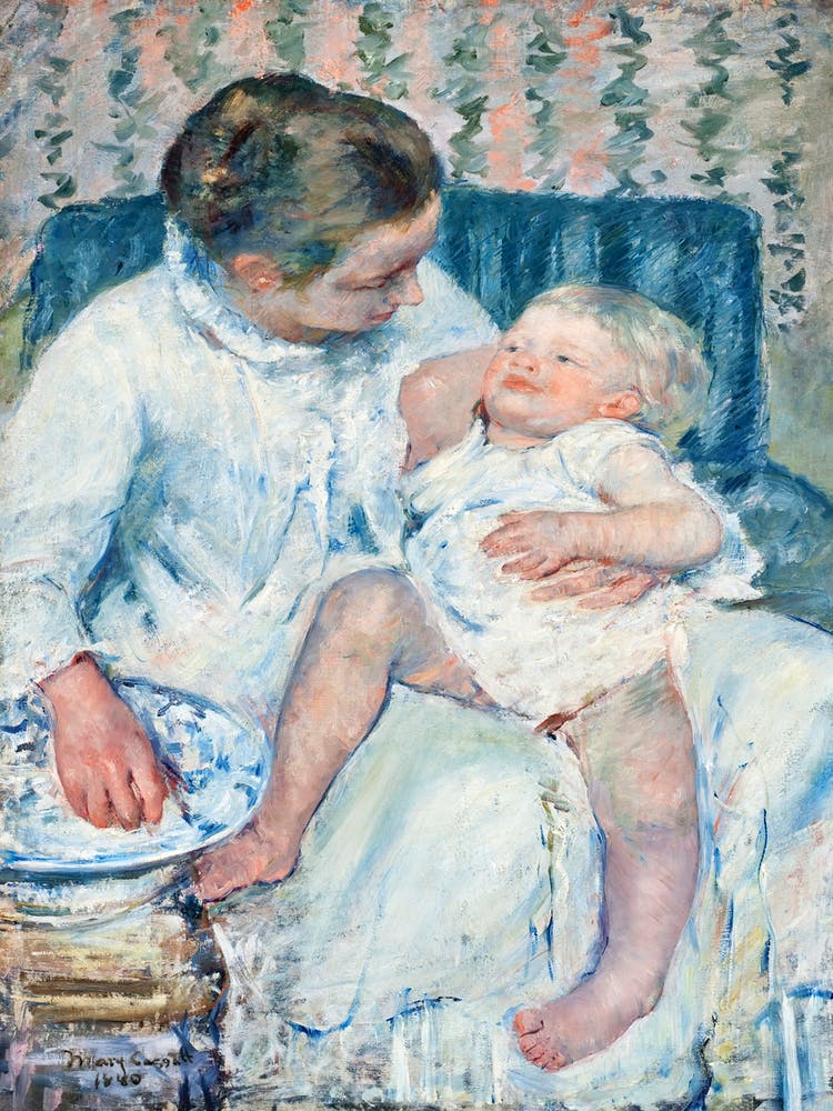 Mother About To Wash Her Sleepy Child (1880), Mary Cassatt