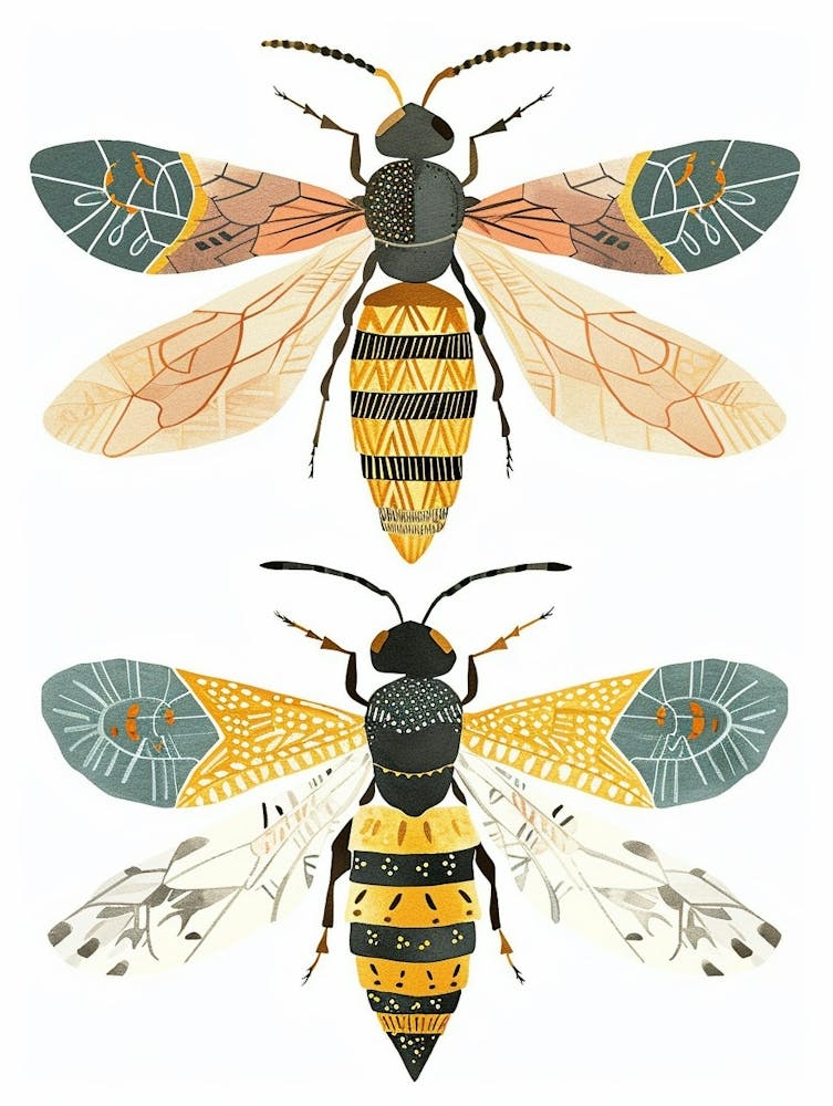 Colourful Insect Illustration Yellowjacket 7