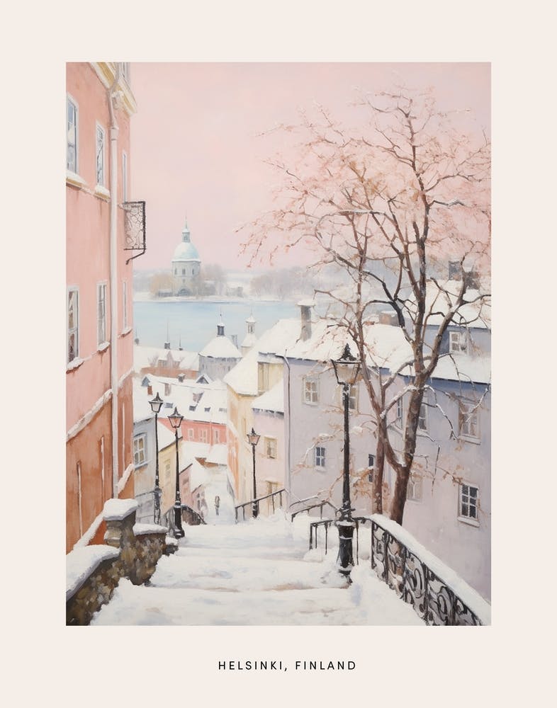 Dreamy Winter Painting Poster Helsinki Finland 3