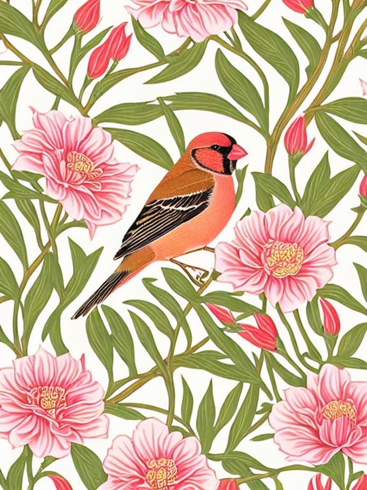 Finch 2 William Morris Style Bird