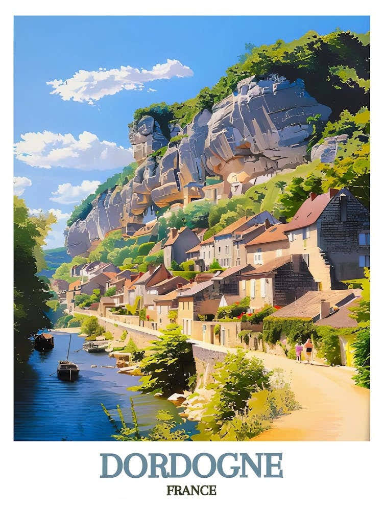 Dordogne France Art Dordogne Poster La Roque Posters Dordogne Wall Art Dordogne Painting Sarlat La Caneda Decor Dordogne Print