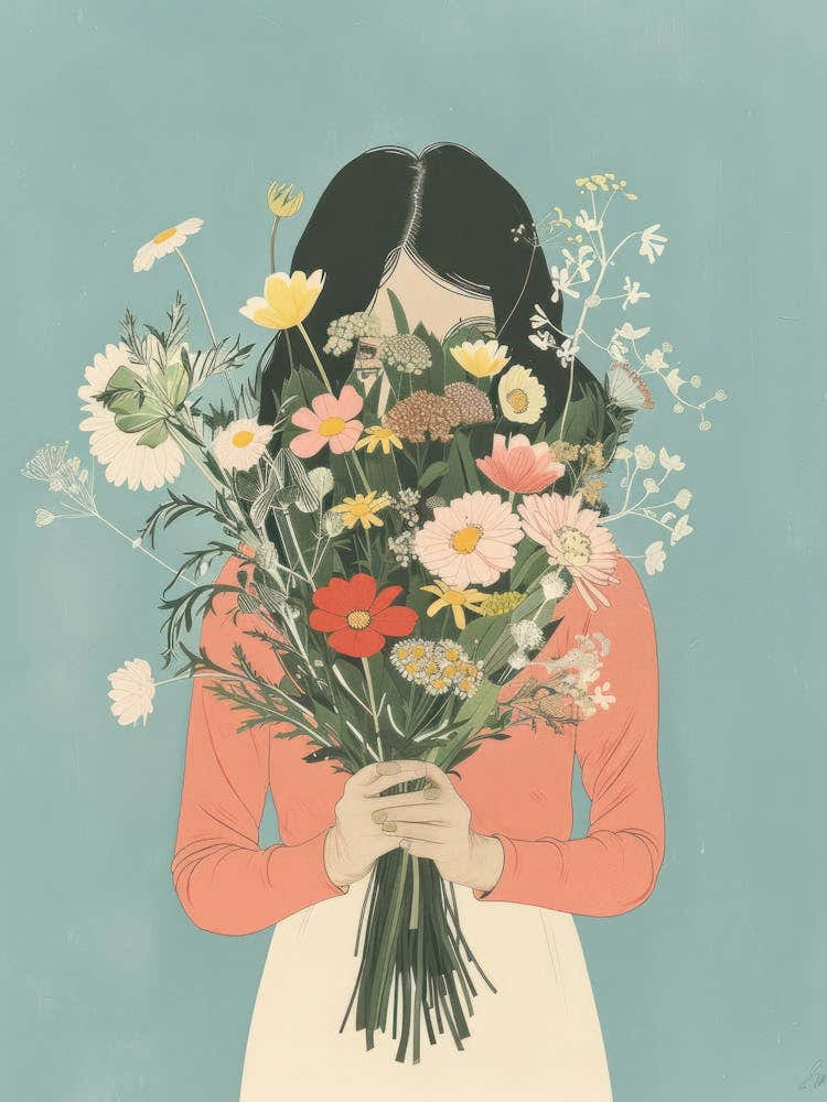 Spring Girl With Wild Flowers 5