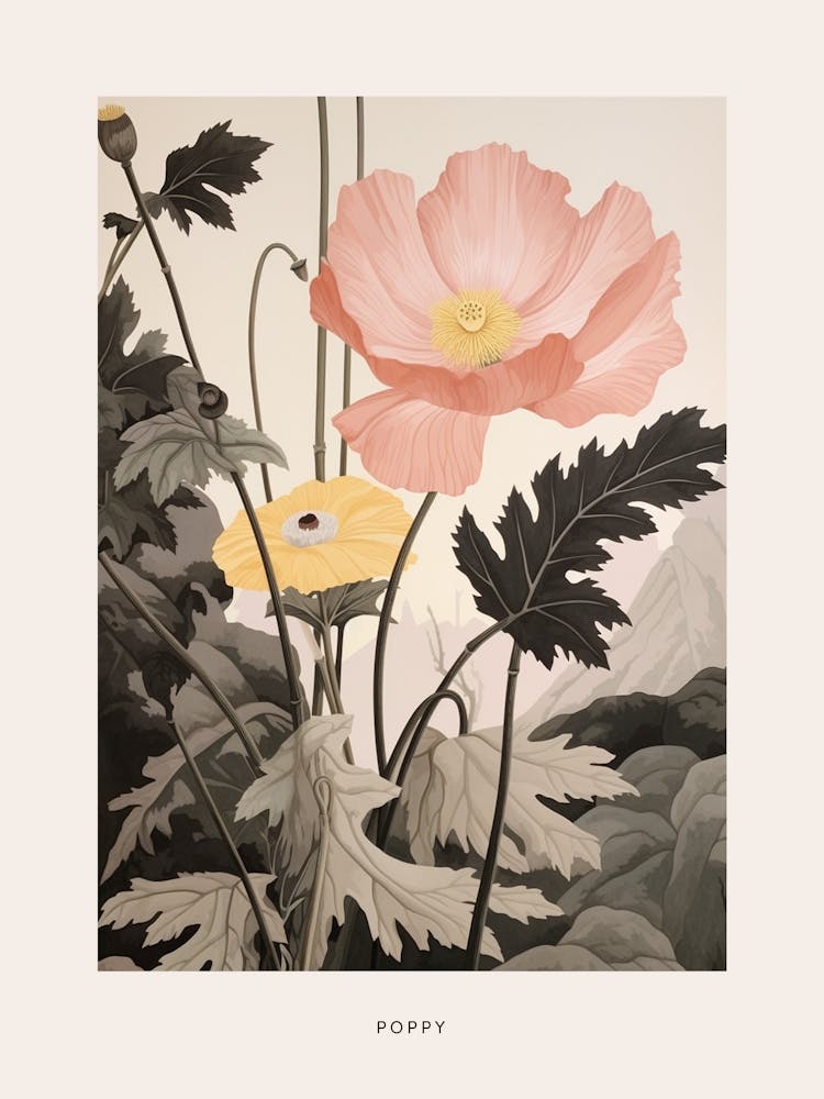 Flower Illustration Poppy 3 Poster