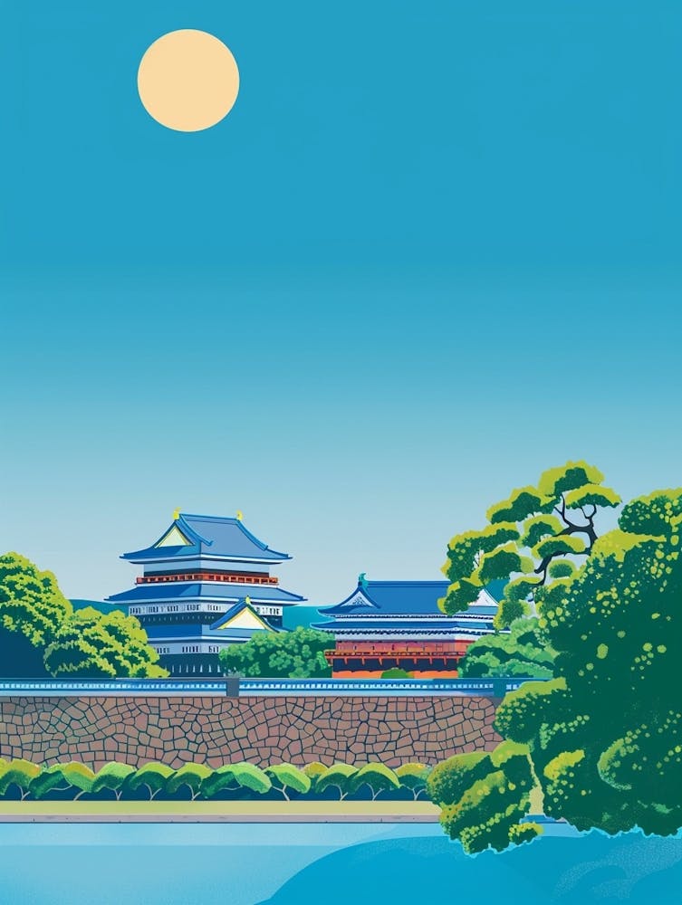 Tokyo Imperial Palace 5 Colourful Illustration