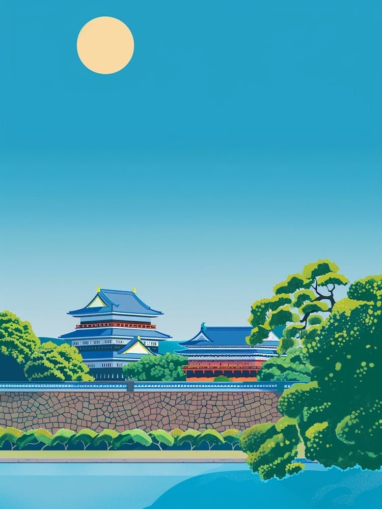 Tokyo Imperial Palace 5 Colourful Illustration