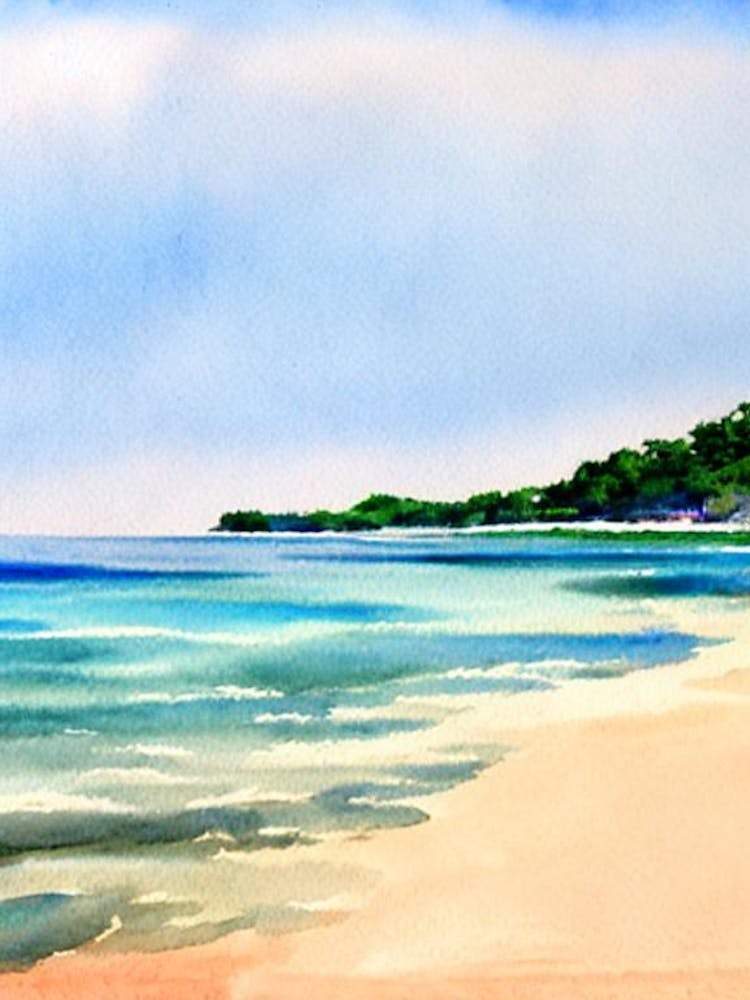 Ngwe Saung Beach 2, Myanmar Watercolour