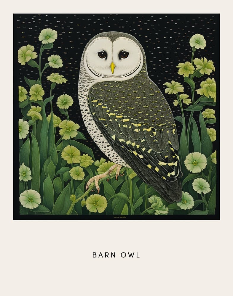 Ohara Koson Inspired Bird Painting Barn Owl 1 Poster