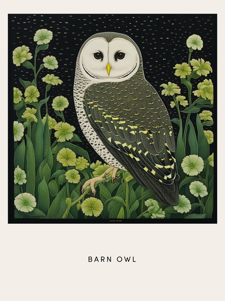 Ohara Koson Inspired Bird Painting Barn Owl 1 Poster