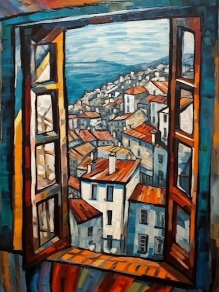 Window View Of Edinburgh Scotland In The Style Of Cubism 2