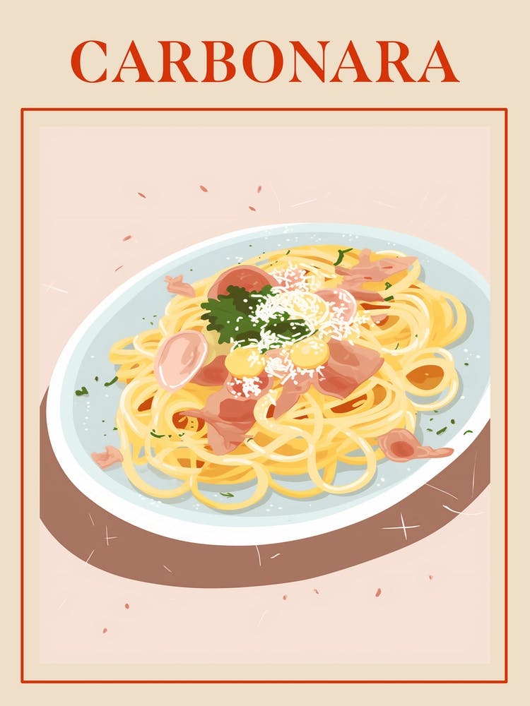 Carbonara Pâtes Italiennes Affiche