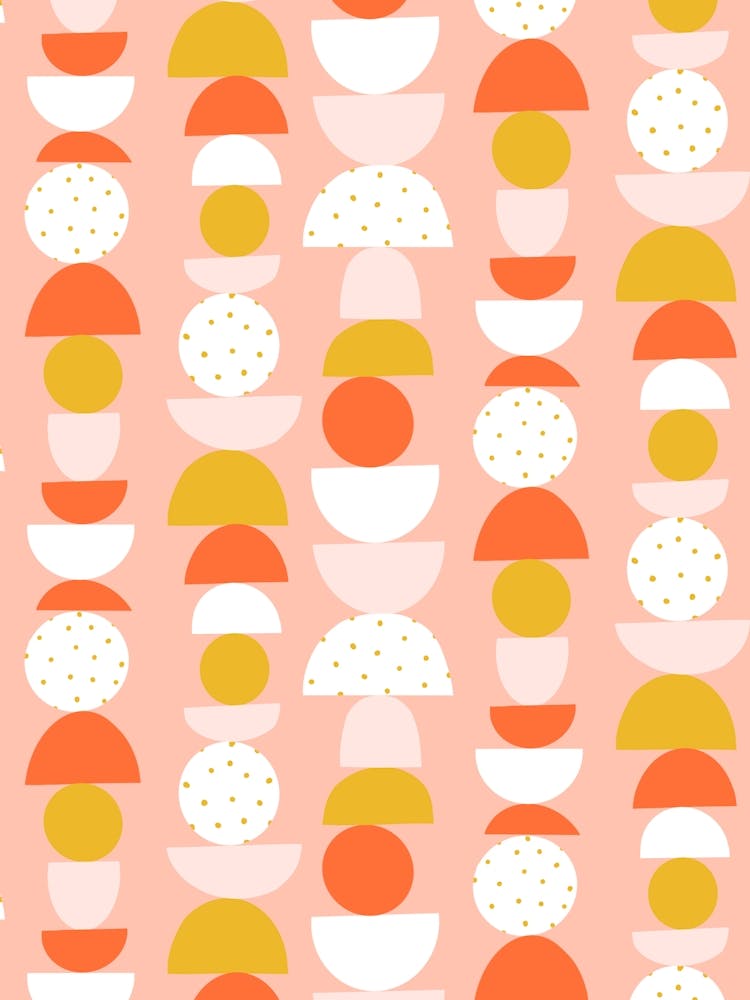 Retro Geometric Stacks of Circles and Semi Circles Warm Tone