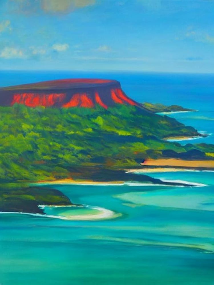 Hawaii Volcanoes National Park United States Of America Blue Oil Painting 1 