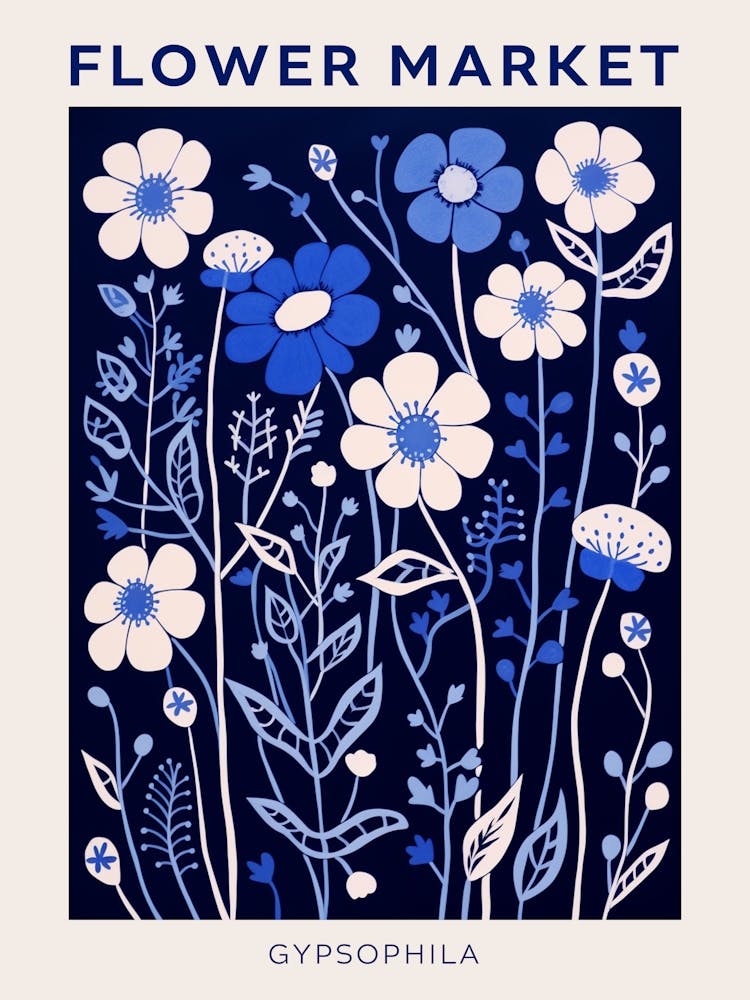 Blue Flower Market Poster Gypsophila 3