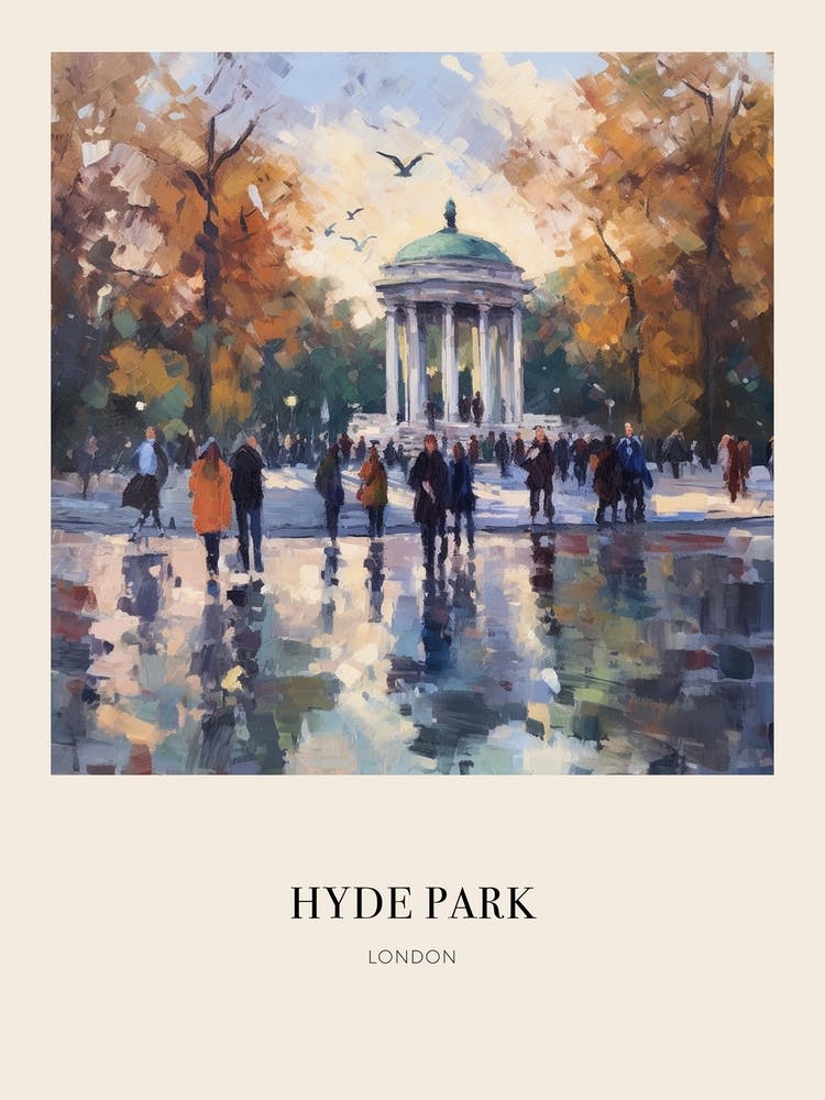Hyde Park London 2 Vintage Cezanne Inspired Poster