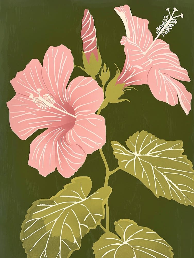 Pink & Green Hibiscus 1
