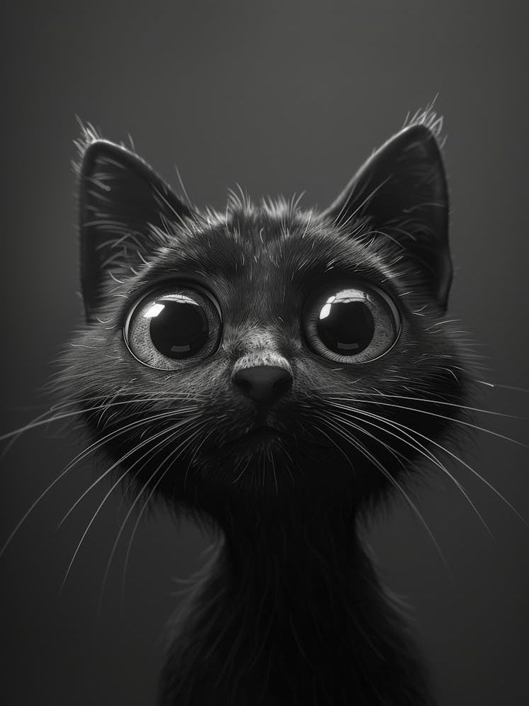 Black Cat With Big Eyes