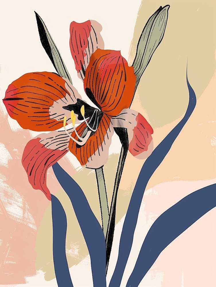 Illustration Florale Colorée Amaryllis 3