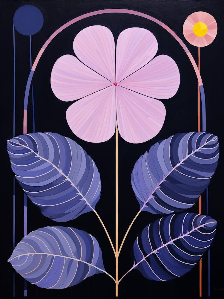 Lilac 2 Hilma Af Klint Inspired Flower Illustration