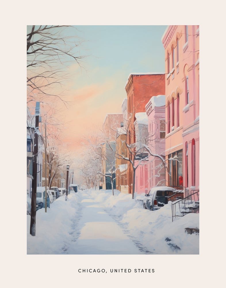 Dreamy Winter Painting Poster Chicago Usa 5