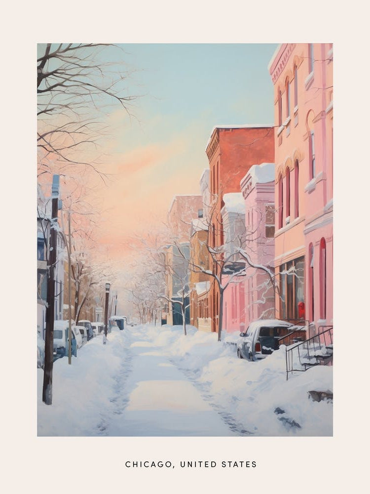 Dreamy Winter Painting Poster Chicago Usa 5