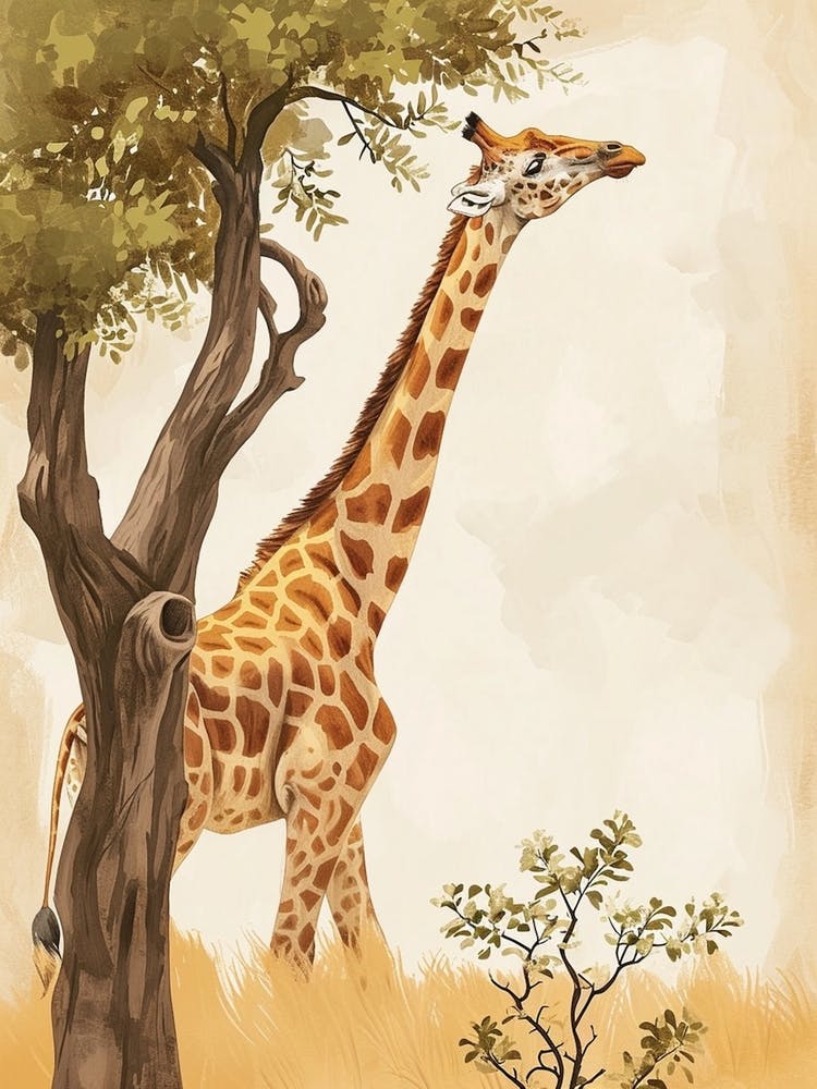 Giraffe Reaching Up To The Leaves 3