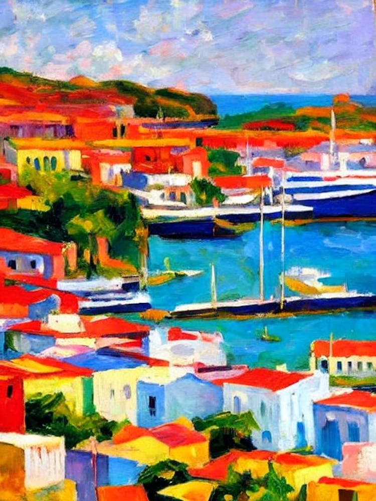 Port Of Santiago De Cuba Cuba Brushwork Painting harbour