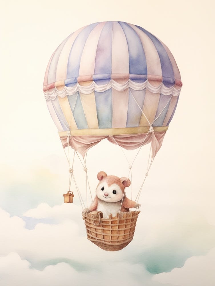 Baby Hedgehog 2 In A Hot Air Balloon