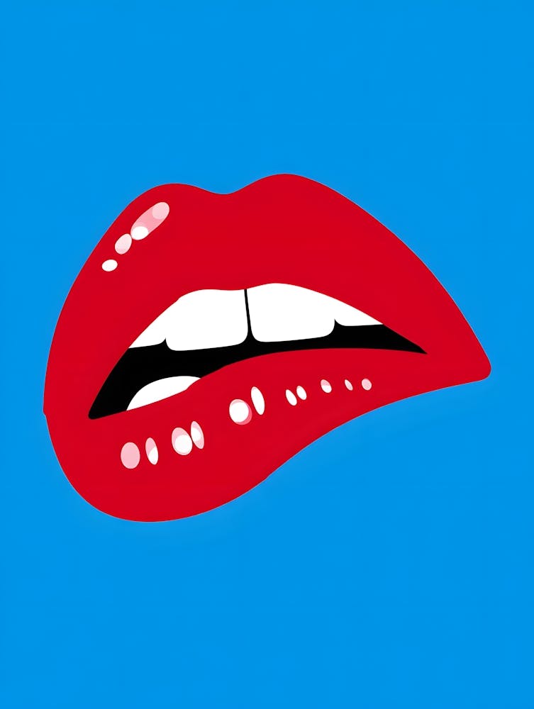 Lips On A Blue Background