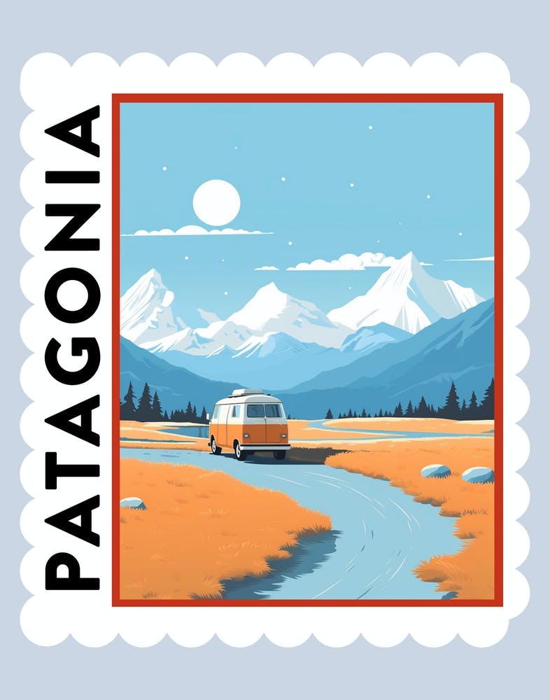 Patagonia 3 Travel Stamp Poster