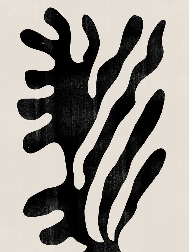 Black Plant, Seaweed, Abstract Painting