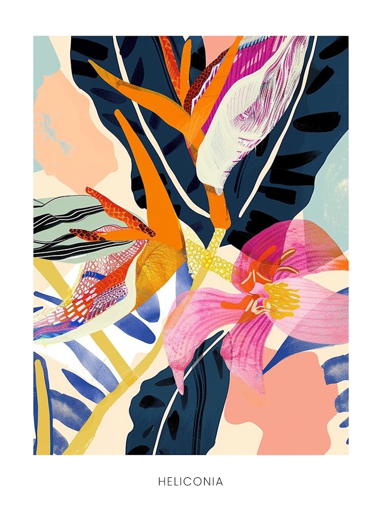 Colourful Flower Illustration Poster Heliconia 2