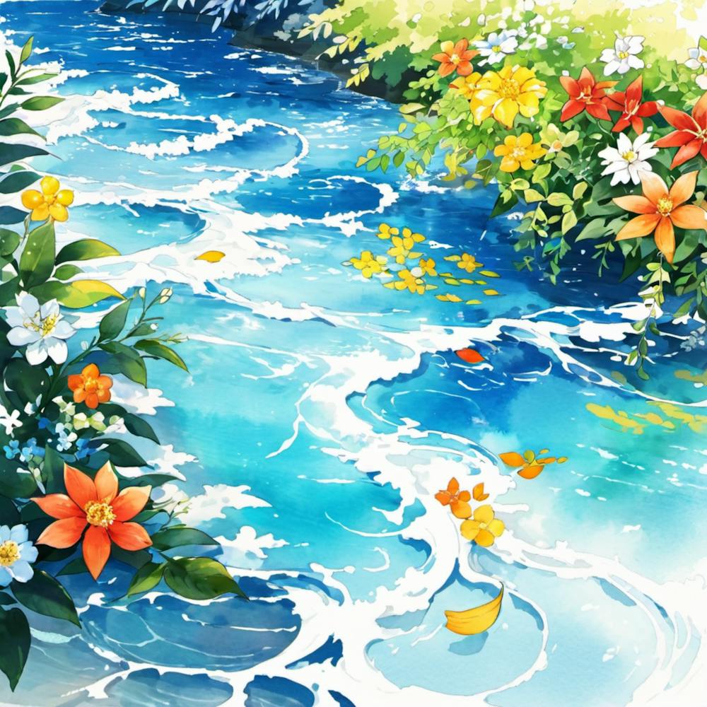 River With Flowers