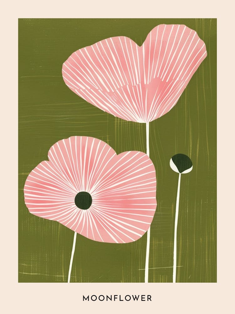 Pink & Green Moonflower 2 Flower Poster