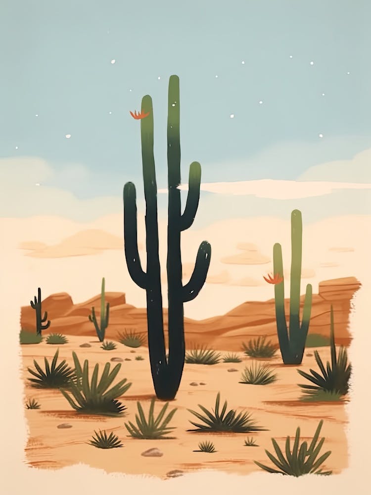Desert Cactus Landscape Illustration 7