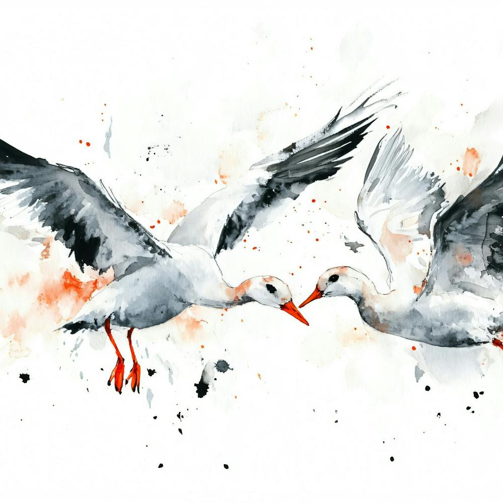 White Swans In Flight