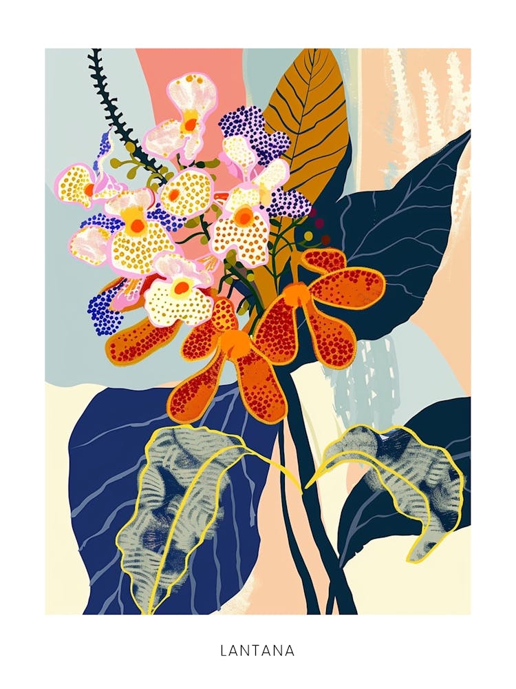 Colourful Flower Illustration Poster Lantana 4