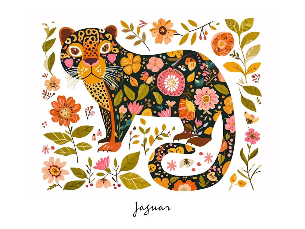 Little Floral Jaguar 4 Poster