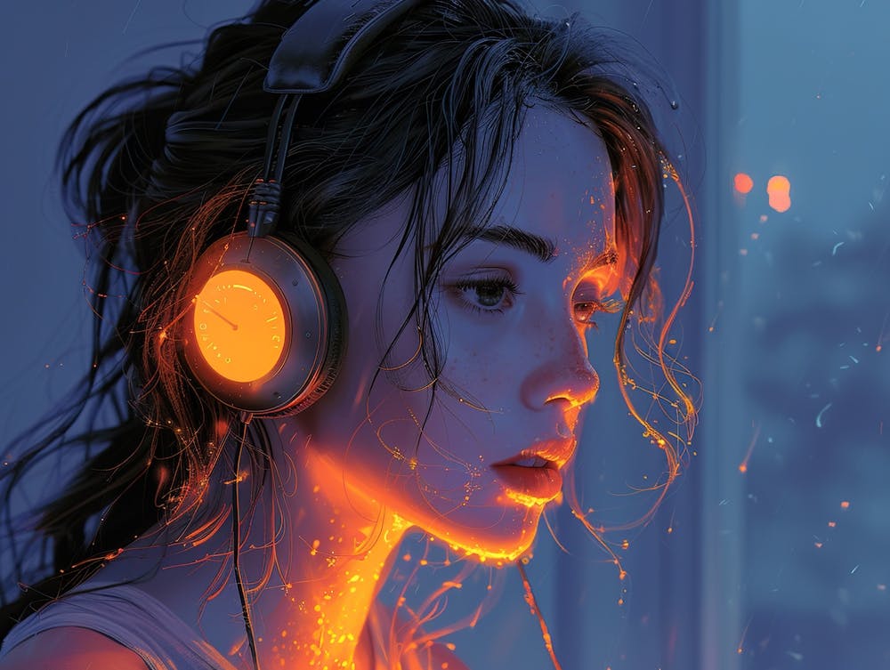 Girl Listening To Music 2