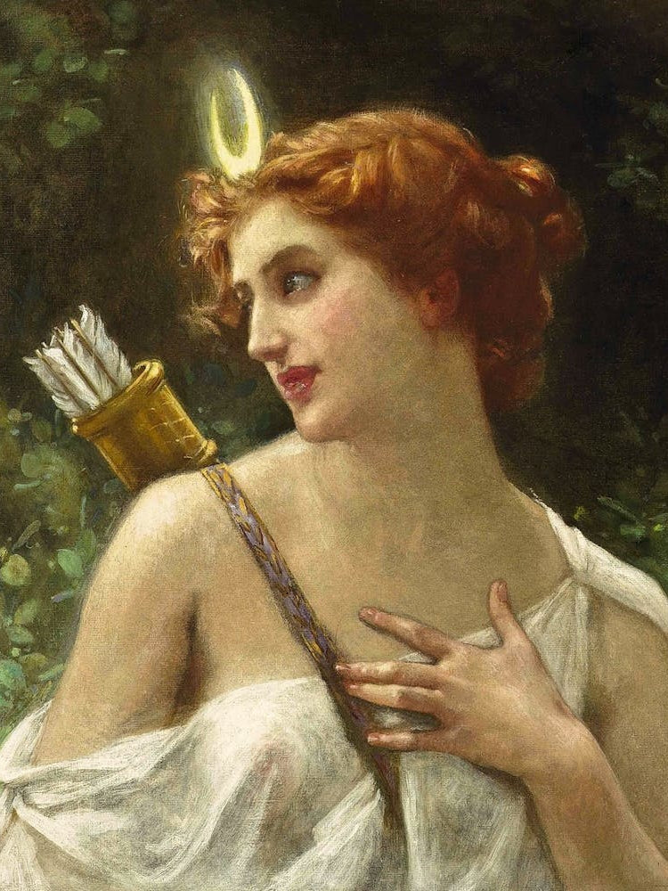 "Diana the Huntress" by Guillaume Seignac (1870-1924) in HD | Mythological Moon Goddess Art |Immaculate High Resolution Version